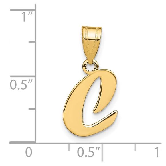 Kazi Luxury 14k Yellow Gold Polished Script Letter C Initial Pendant - Picture 3 of 3